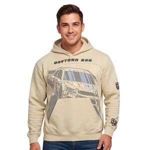NASCAR Daytona 500 Graphic Hoodie Mens XXL Beige Mesh Overlay N1SN520 NWT